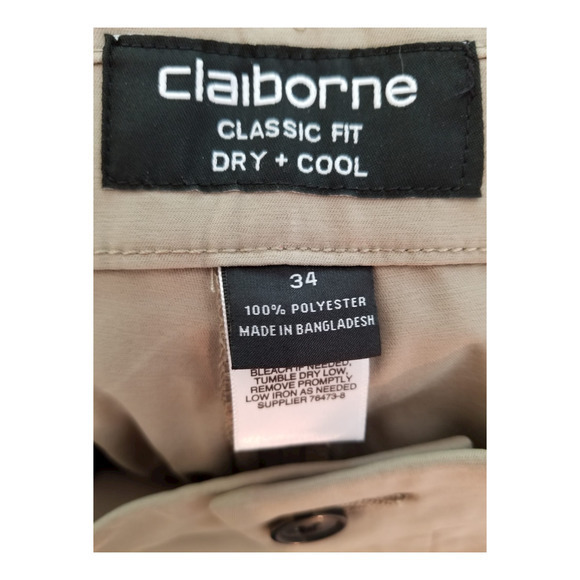 Claiborne Men's Beige Shorts‎ Classic Fit Dry + Cool Size 34 Inseam 10 in - Picture 4 of 8